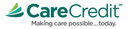 The image features a logo with text that reads  Care Credit  at the top, followed by a tagline  making care possible today.  Below the logo is the website address  www.carecredit.com . The background of the logo is white and there are two stylized leaf designs in green on either side of the text.